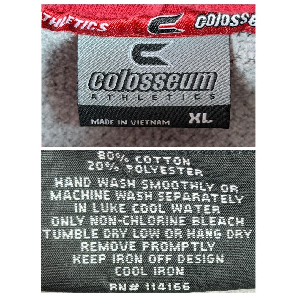 Wisconsin Badgers Hoodie Men's XL Bucky Badger Colosseum NCAA Grey Red Pullover - Picture 3 of 16